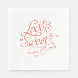 Guardanapo De Papel O amor Wedding de é laranja coral do bufete doc