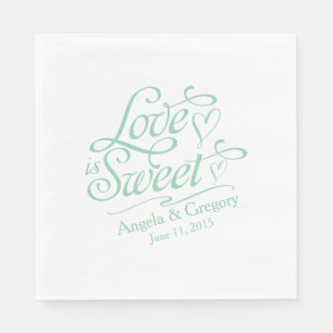 Guardanapo De Papel O amor Wedding de é verde doce da hortelã do