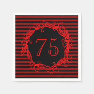 Guardanapo De Papel O aniversário Swirly vermelho preto das mulheres