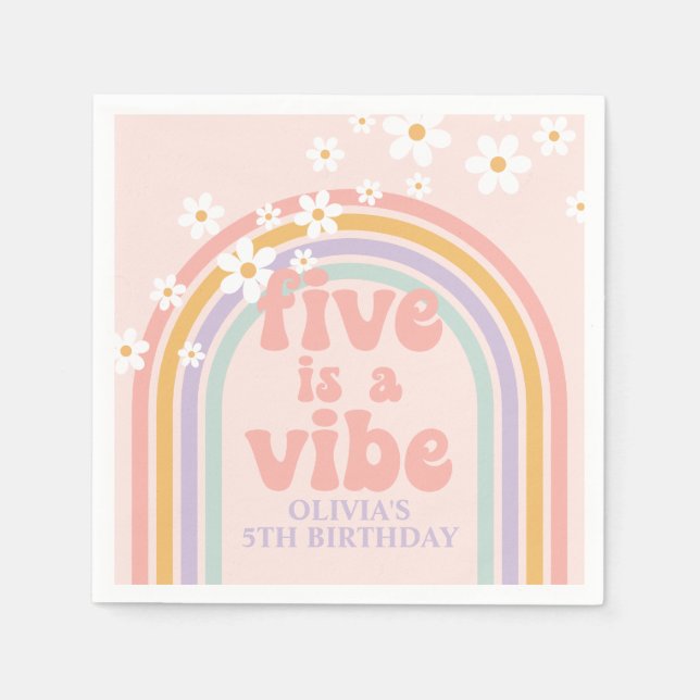 Guardanapo De Papel O arco-íris 5 é um aniversário de 5 Vibe (Frente)