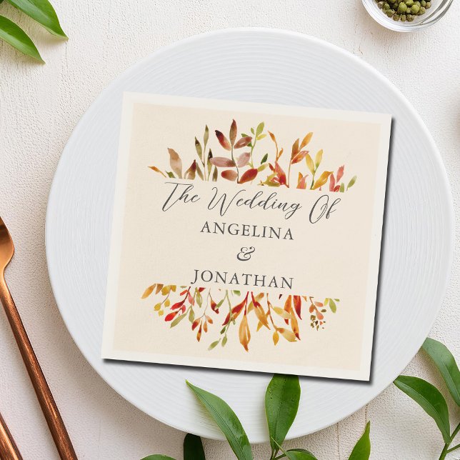 Guardanapo De Papel O Autumn Elegante Deixa Casamento Personalizado (Criador carregado)