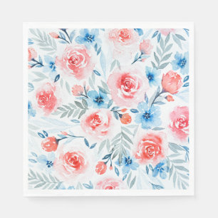 Guardanapo De Papel O azul cor-de-rosa dos rosas floresce o teste