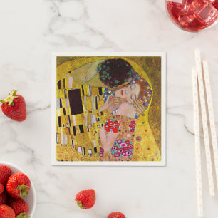 Guardanapo De Papel O Beijo de Gustav Klimt, Arte Vintage de Casamento