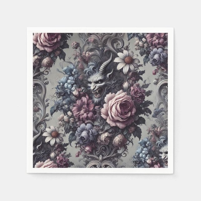 Guardanapo De Papel O Buquê de Baphomet – Floral Gótico (Frente)