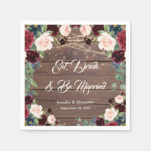Guardanapo De Papel O casamento rústico de Marsala come a bebida &