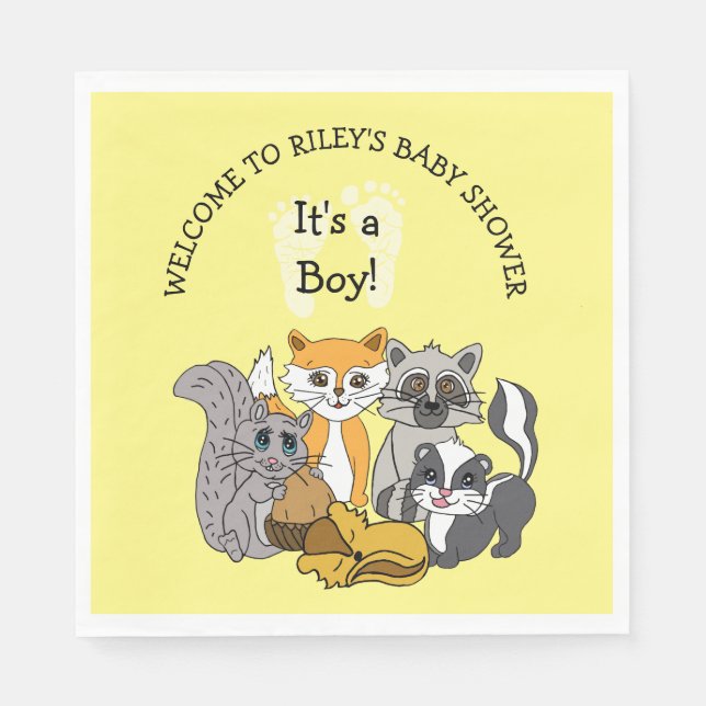 Guardanapo De Papel O Chá de fraldas do Woodland Themed Boy Napkins (Frente)