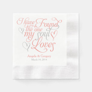 Guardanapo De Papel O cinza coral minha alma ama o casamento do