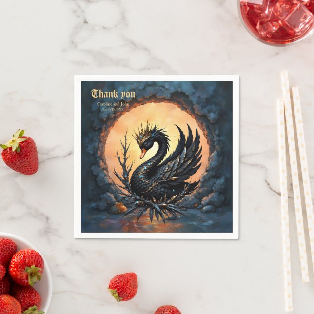 Guardanapo De Papel O Cisne Obsidiano da Graça ao Luar.  (Insitu)