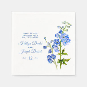 Guardanapo De Papel O Delphinium floresce o casamento azul da arte da