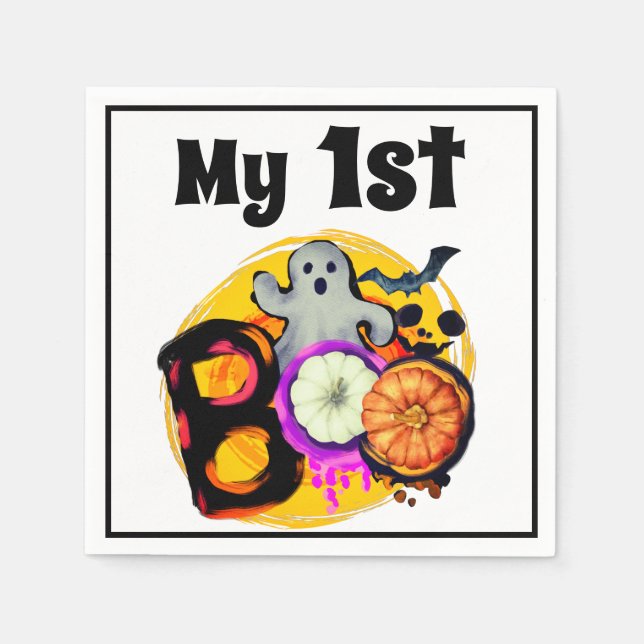 Guardanapo De Papel O Dia das Bruxas das 1ruas do meu Bebê Fantasma Cu (Frente)