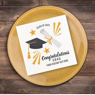 Guardanapo De Papel O diploma do boné do formando de Congrats da