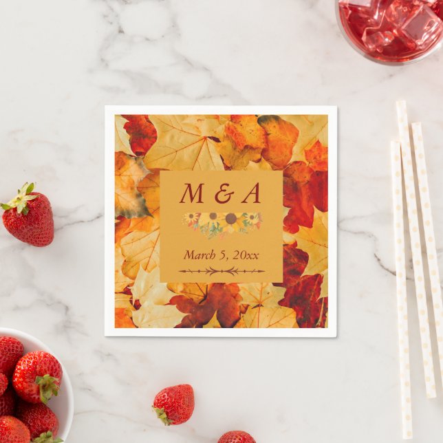 Guardanapo De Papel O Dourado outono Vermelho Elegante deixa Napkins c (Insitu)