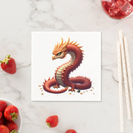 Guardanapo De Papel O dragão serpente dourado.