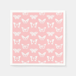 Guardanapo De Papel O esboço da borboleta, descasca o rosa e o branco