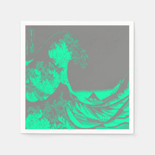 Guardanapo De Papel O Excelente Wave Seafoam Green & Cinza Napkins