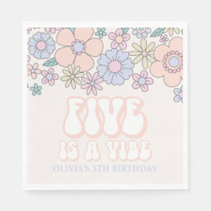 Guardanapo De Papel O FIVE é um aniversário de 5 Floral Floral do Vi
