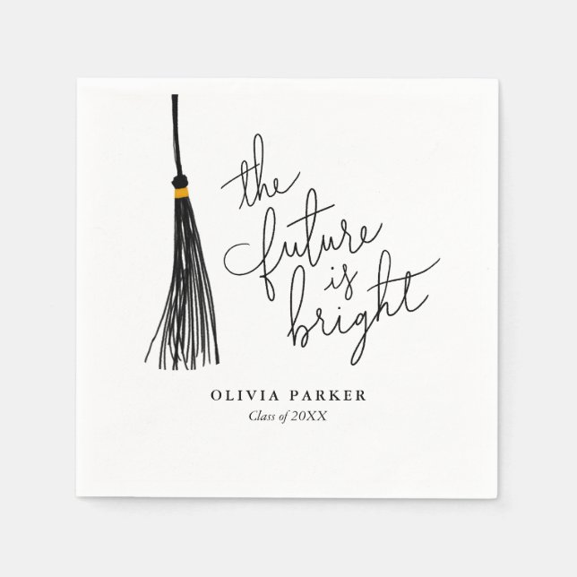 Guardanapo De Papel O Futuro é o Tassel Negro de Graduação Brilhante (Frente)