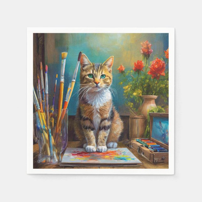 Guardanapo De Papel O Gato Artístico (Frente)