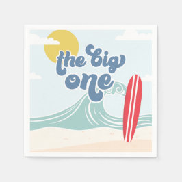 Guardanapo De Papel O Grande primeiro aniversario de Praia de Um Surf