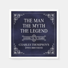 Guardanapo De Papel O Homem O Mito A Lenda 70 de Aniversário Azul
