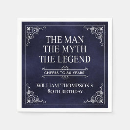 Guardanapo De Papel O Homem O Mito A Lenda 80 de Aniversário Azul