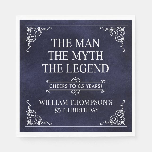 Guardanapo De Papel O Homem O Mito A Lenda 85º Aniversário Azul (Frente)