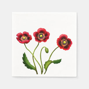 Guardanapo De Papel O jardim vermelho da papoila floresce os