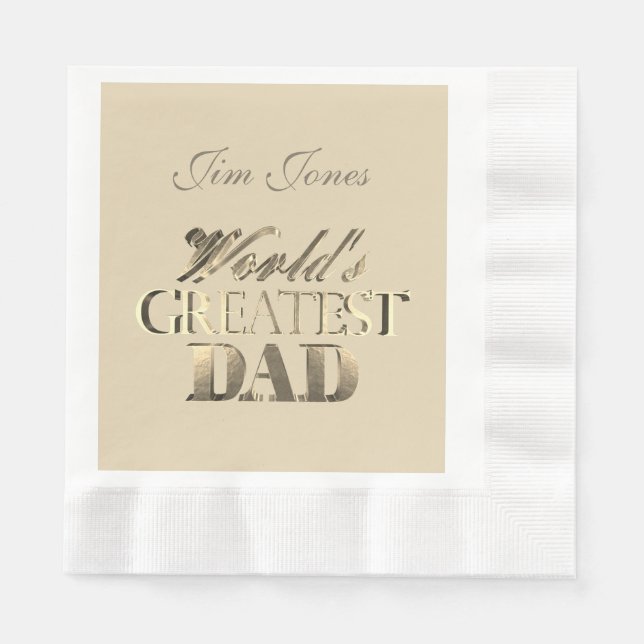 Guardanapo De Papel O maior Pai elegante e Dourado marfim (Frente)