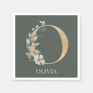 Guardanapo De Papel O Monograma Floral Personalizado Napkins