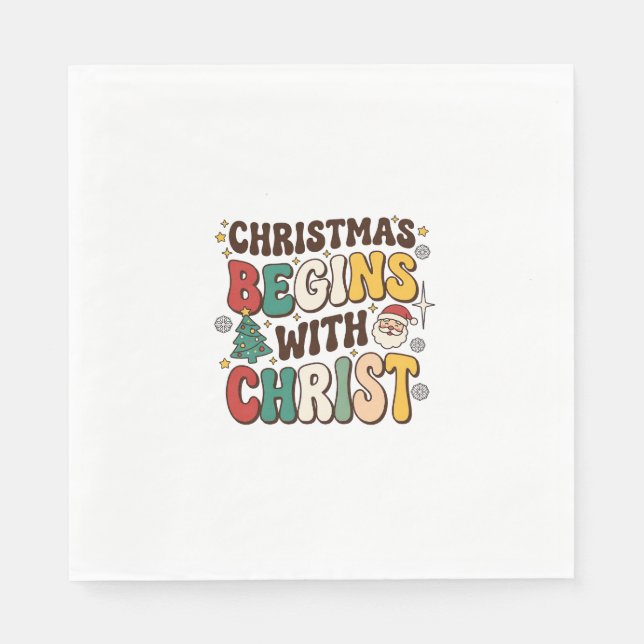 Guardanapo De Papel O Natal Começa Com Cristo Design de Árvore de Nata (Frente)