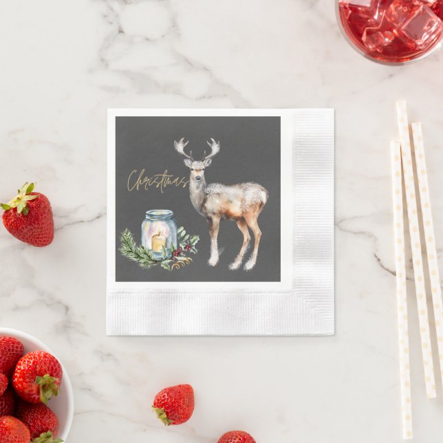 Guardanapo De Papel O Natal vem até nós, Reindeer e decoração (Insitu)