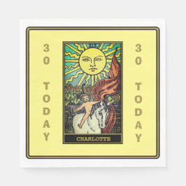 Guardanapo De Papel O nome da Festa de aniversário amarela da placa de