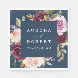 Guardanapo De Papel O ouro de Borgonha dos azuis marinhos cora