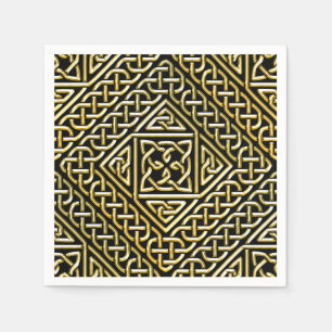 Guardanapo De Papel O quadrado preto Dourado dá forma ao teste padrã