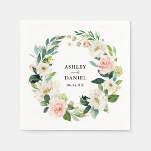Guardanapo De Papel O rosa da aguarela cora casamento floral da