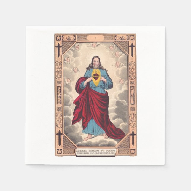 Guardanapo De Papel O Sagrado Coração de Jesus (Frente)