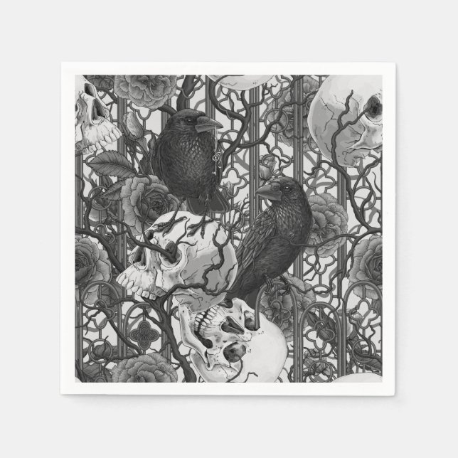 Guardanapo De Papel O segredo do Raven. Ilustração gótica escura e san (Frente)