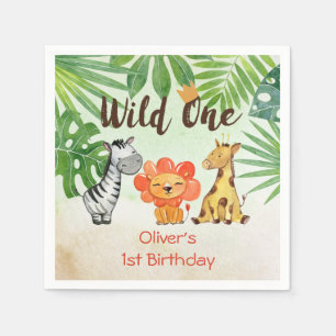 Guardanapo De Papel O selvagem, primeiro aniversário do safari
