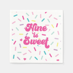 Guardanapo De Papel O sorvete e o Bolo Nove são doces 9º aniversário