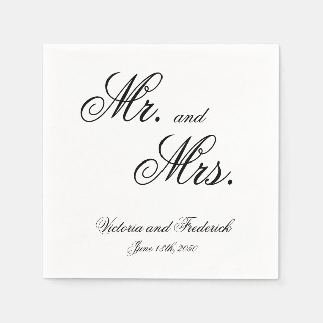 Guardanapo De Papel O Sr. e a Sra. Elegant Calliographic Wedding (Frente)