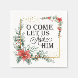 Guardanapo De Papel O Venha, Vamos Adorá-Lo, Elegante Floral De Natal
