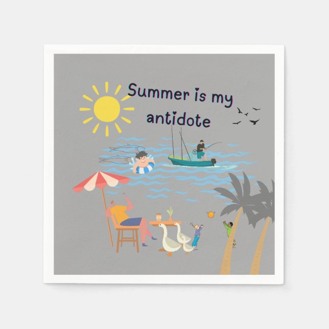 Guardanapo De Papel O verão é o meu antídoto (Frente)