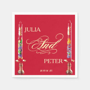 Guardanapo De Papel O vermelho de Dragão-Phoenix Candles o casamento