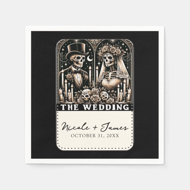 Guardanapo De Papel O WEDDING Tarot Skeletons Bride & Groom (Frente)