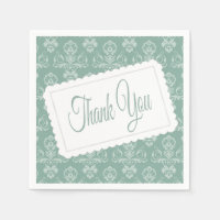 Obrigado Cor damasco Azul, Teal Verde Napkins