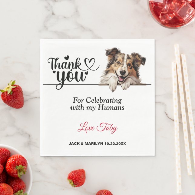 Guardanapo De Papel Obrigado pelo casamento com Shetland Sheepdog (Insitu)