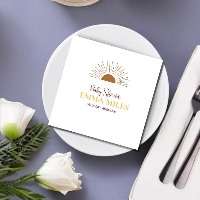 Guardanapo De Papel Obrigado Personalizado Chá de fraldas retrô Sun Na (Criador carregado)