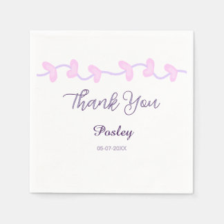 Guardanapo De Papel obrigado rosa roxo pastel casamento nome data lea