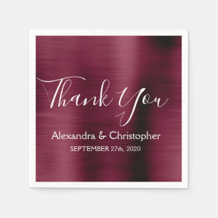 Guardanapo De Papel Obrigado roxo do casamento de Borgonha você