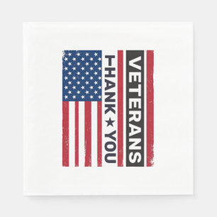 Guardanapo De Papel Obrigado Veteranos Design de Vetor de Bandeira Ang